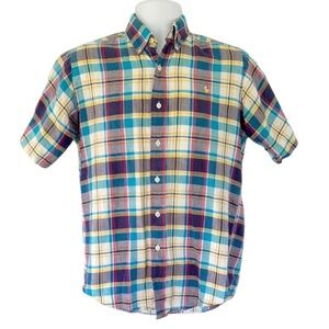 Vintage Hunt Club men’s colorful plaid short sleeve button down shirt size small